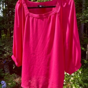 Premise Pink 3/4 Sleeve Relaxed Blouse